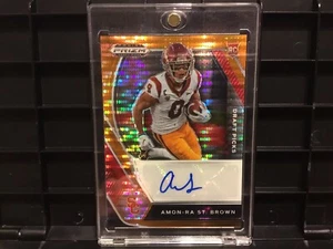 2021 Panini Prizm AMON-RA ST. BROWN Orange Pulsar 17/49 Draft Picks Auto RC Sign - Picture 1 of 6