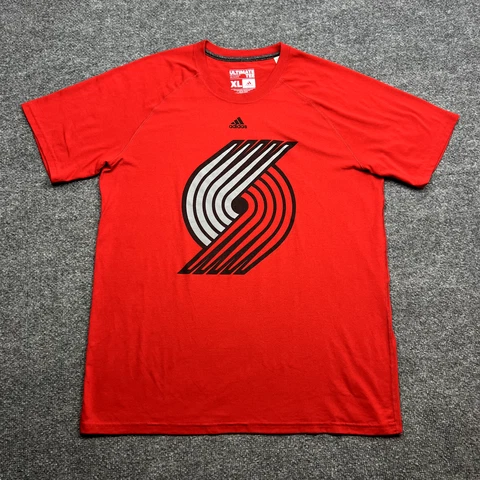 Portland Trailblazers Shirt Mens Extra Large Red Adidas Climalite Short Sleeve Cover