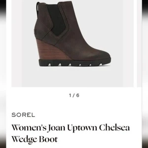 SOREL Joan Uptown Chelsea Brown & Black Wedge Boot, sz 8.5 - Picture 1 of 15