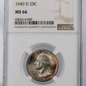 1949-D Washington 25C NGC Certified MS 66 - Picture 1 of 4