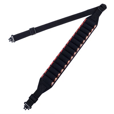 Black Shotgun Sling with 15&25 Shell Holder, 2 Point Non-Slip Adjustable Sling - Image 1 of 4