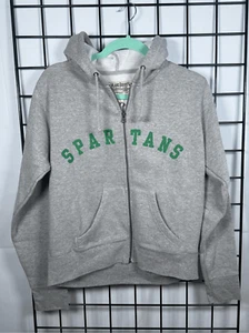 Vtg Steve And Barry's Michigan State Spellout Zip Hoodie Kids XL Gray Retro - Picture 1 of 8