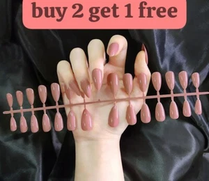 Medio Francés Nuevo Falso Sairebro de uñas completo arte en uñas gel pegamento acrílico 24/1 - Imagen 1 de 41