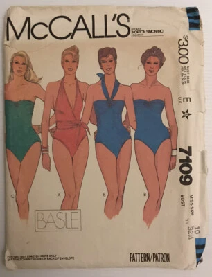McCall’s 7109 Vintage 80s Sewing Pattern Swimsuit Bathing Suits  Size: 10 - Image 1 of 4