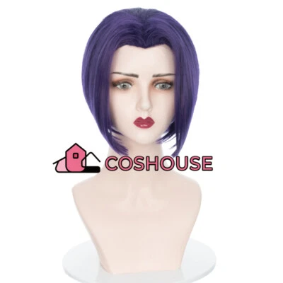 Peluca corta de disfraces púrpura para mujer Halloween cosplay cabello Foto 1 de 4
