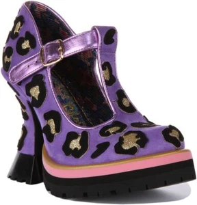 Plataforma de enlace de leopardo Irregular Choice Mary Jane lavanda para mujer EE. UU. 6-11 - Imagen 1 de 12