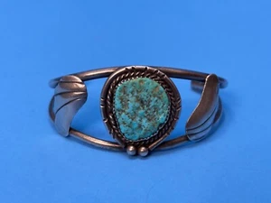 Vintage Native American Indian Silver Turquoise Old Pawn Cuff Bracelet - Picture 1 of 10