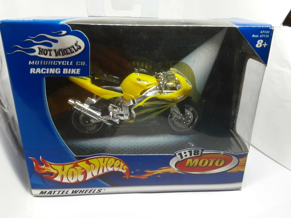 moto racing bike hotwheels 1/18 jaune - Photo 1/1