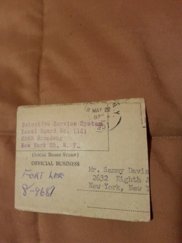 a rare sammy davis jr original 3x2 1/2 selective service classification card Cover