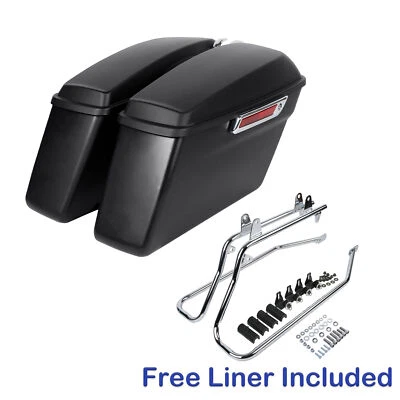 Fit For Harley Softail Heritage Hard Saddlebags Saddle Bags W/Conversion Bracket - Image 1 of 4