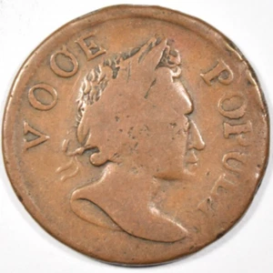 1760 Hibernia Voce Populi Colonial Copper Half Penny - VOOE Error Variety! - Picture 1 of 2