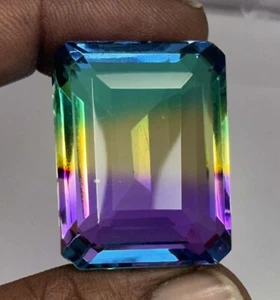 Natural Tourmaline 112.30 Ct Multi-Color Emerald Cut Loose Gemstone O-3755 - Picture 1 of 5