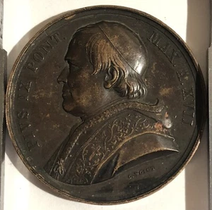 MÉDAILLE EN CUIVRE PAPE PIUS IX PAR VOIGT ROME ITALIE MEDAL - Bild 1 von 10