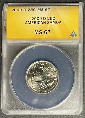 2009-D American Samoa Quarter ANACS MS-67, Buy 3 Items, Get $5 Off! - Image 1 of 2