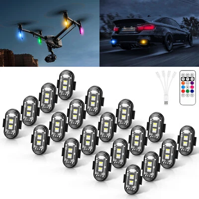 20 Pods Wireless LED Strobe Lights RGB Flash Warning Lamps Rechargeable w/Remote - Image 1 of 4