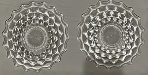 Set of 2 Vintage Fostoria American 7 3/4" Clear Cube Cubist Salad /Lunch Plates - Picture 1 of 6