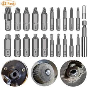 22 PC Damaged Stripped Screw Extractor Set with Magnetic Extension Bit Holder - Picture 1 of 11