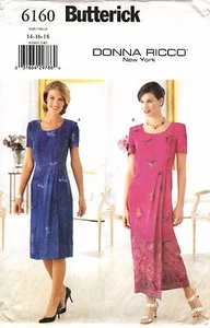 Butterick Sewing Pattern Women's Straight DRESS 6160 Donna Ricco 14-16-18 UNCUT - Picture 1 of 4