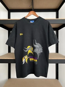 Vintage 1995 Minnesota Vikings NFL Pro Player Black T-shirt Sz L - Picture 1 of 11