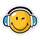 Smiley Kopfhörer Musik Headphones Zwinkernd Aufkleber Sticker