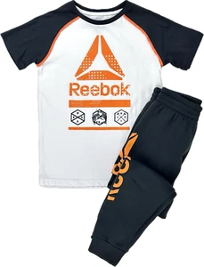 Reebok Kids 2 Pc Grey Orange Polyester Elastic Waist T Shirt Sweatpants Set Sz 6 - Picture 1 of 5