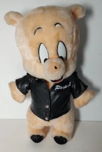 Vtg Porky the Pig biker Plush 17" 1995 Looney Tunes Warner Bros Leather Jacket - Picture 1 of 12