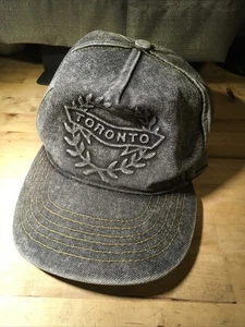 “Toronto” denim Black “blue jean” embellished snapback hat VTG Black Jean Rare - Picture 1 of 10