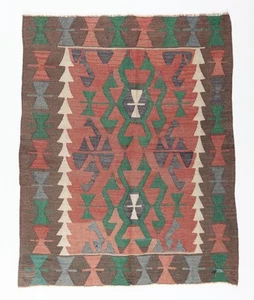 Kilim turco tejido plano vintage - alfombra bohemia tejida a mano, área decorativa Kilim - Imagen 1 de 10