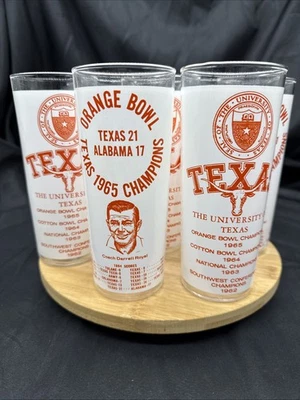 De colección Texas Longhorns 1965 Orange Bowl Glass JUEGO DE 8 Fútbol NCAA University TX Foto 1 de 4