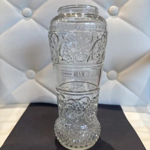 Jim Beam Bottle Decanter empty Glass barware Gold Print Bourbon Whiskey Beam 4/5 - Picture 1 of 14