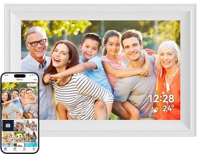 Smart White Digital Picture Frame WiFi Send Photos from Your Phone 16GB Stora... - Image 1 of 4