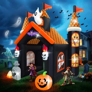 Casa embrujada grande de Halloween de 12 pies arco inflable fantasma calabaza patio decoración - Imagen 1 de 7