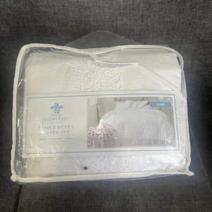 Rachel Ashwell Simply Shabby Chic Duvet Set KING New White - Picture 1 of 8