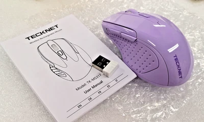 Tecknet TK-MS317 Rechargeable Dual Mode Wireless Mouse 4800 DPI. Lavander 6 btn - Image 1 of 4