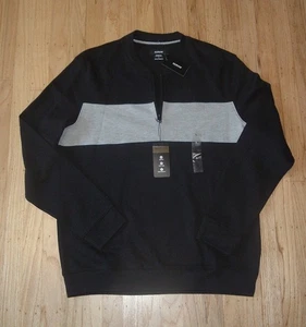 Maglione Pullover Uomo Alfani AlfaTech 1/4 Zip Nuovo con etichette Nero/Grigio Taglia Large - Foto 1 di 6