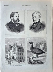 RARO GRABADO EN MADERA ORIGINAL, 1876, EL NUEVO GABINETE FRANCÉS - Imagen 1 de 1