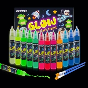 Glow in the Dark Acrylic Paint - Set of 12 Colors, Acrylic Paints for Outdoor... - Picture 1 of 6