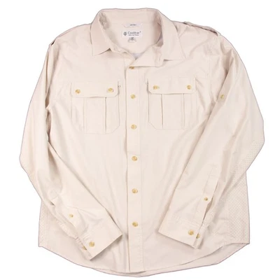 Camisa Coolibar Para Hombres L Crema Campamento Gorpcore Exterior Senderismo Protección Solar UPF 50+ Foto 1 de 4