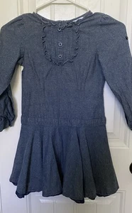 HARTSTRINGS 6 Dress, VINTAGE Denim Dropped Waist, Ruffle, Pleats, Buttons, , 6 - Picture 1 of 6
