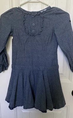HARTSTRINGS 6 Dress, VINTAGE Denim Dropped Waist, Ruffle, Pleats, Buttons, , 6 - Image 1 of 4