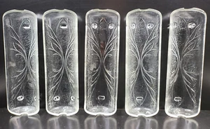 5 Indiana Glass Pebble Leaf Clear Corn Holders Set Vintage Etched Tray Dish MCM - Picture 1 of 23