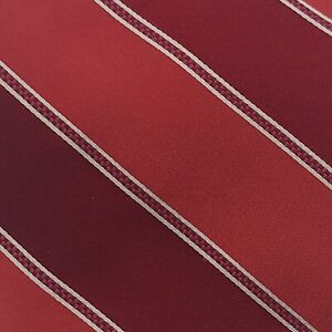 Men's Silk Tie Necktie DKNY Striped Red White 56" L 3.5" W Made in USA Short