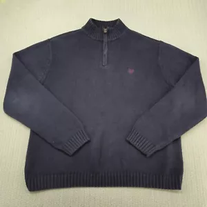 Chaps Ralph Lauren Sweater Mens 2XL XXL Blue Mock Neck 1/4 Zip Knit Pullover - Picture 1 of 8