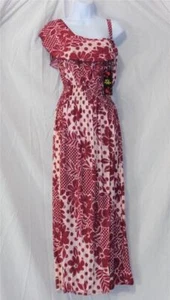 VESTIDO DE VERANO LARGO COMPLETO ESTAMPADO FLORAL ROJO ESTILO HAWAIANO PLAYA MODA TALLA GRANDE - Imagen 1 de 5