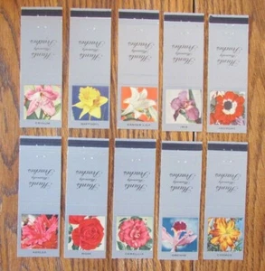 HUNT'S PEACHES COMPLETE SET OF 10 1950s FLOWERS MATCHBOOK MATCHCOVERS -E20 - Picture 1 of 2