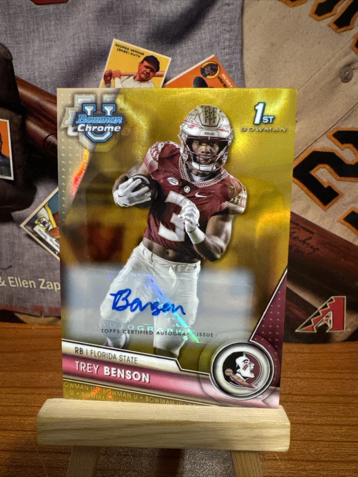 2023 Trey Benson Bowman Chrome U RC AUTO RC #5 GOLD Lava /50 Hot SSP!