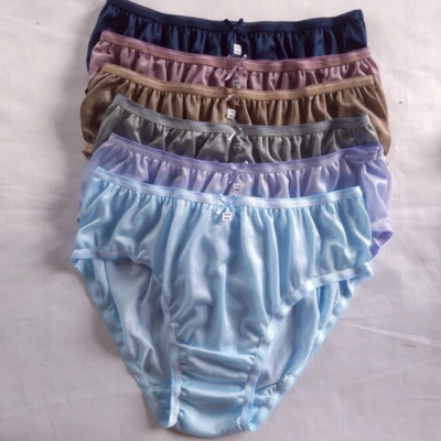 6 biquíni roupa íntima feminina de náilon conforto sedoso macio liso cuecas quadril 38"-42" GG - Imagem 1 de 4