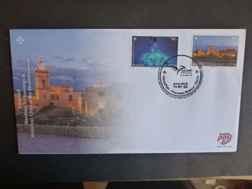 MALTA 2022 EUROMED Postal - Marine Archaeology Pair Stamps FDC - Image 1 of 1
