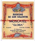 Unused 1940s MEXICO Tecate Bodegas SAN VALENTIN MOSCATEL GLORIA Wine Label