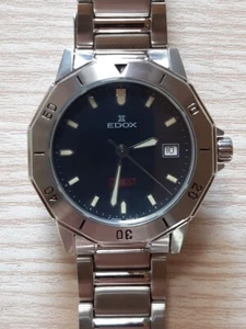 Edox Pro Delfin Diver Mens Watch Quartz 43mm Black Dial Working W/Box Unused - Picture 1 of 9